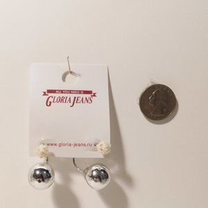 Gloria Jeans Ladies Drop Dangle Earrings Silver Tones Push Back Fasteners